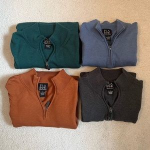 Joseph A Bank qzip Sweaters x 4